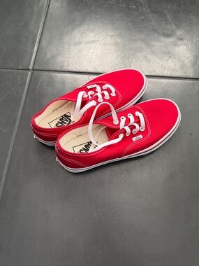 Vans Red Canvas Lace-Up Sneakers